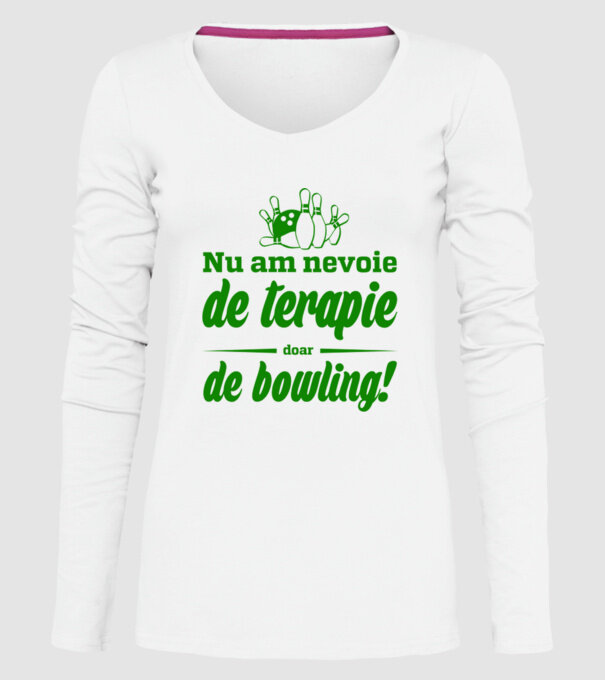 nu am nevoie de terapie doar de bowling model alb pe tricou