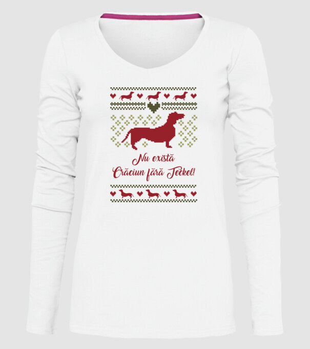 nu există Crăciun fără Teckel model alb pe tricou