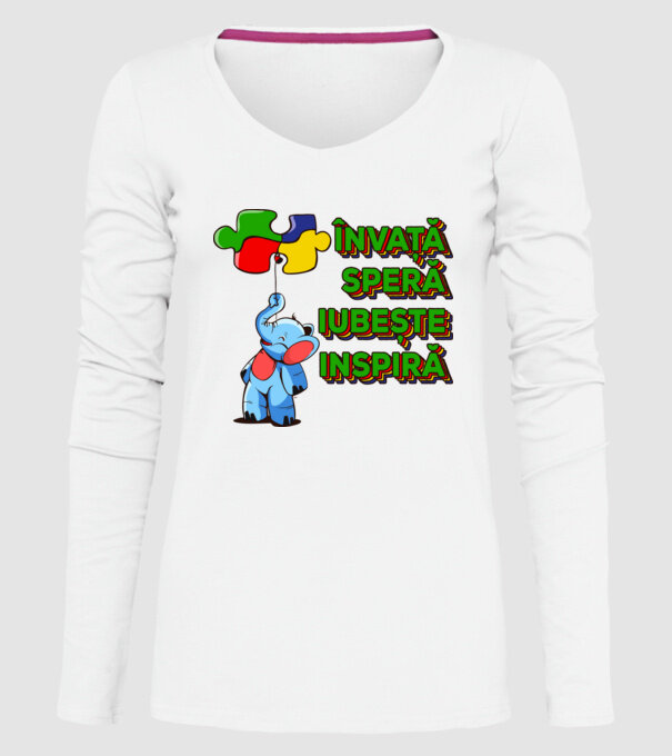 Învață, speră, iubește, inspiră model alb pe tricou
