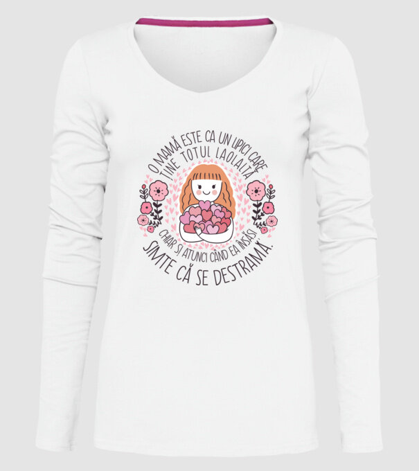 O mamă este ca un lipici care ține totul laolaltă, chiar și atunci când ea însăși simte că se destramă. model alb pe tricou