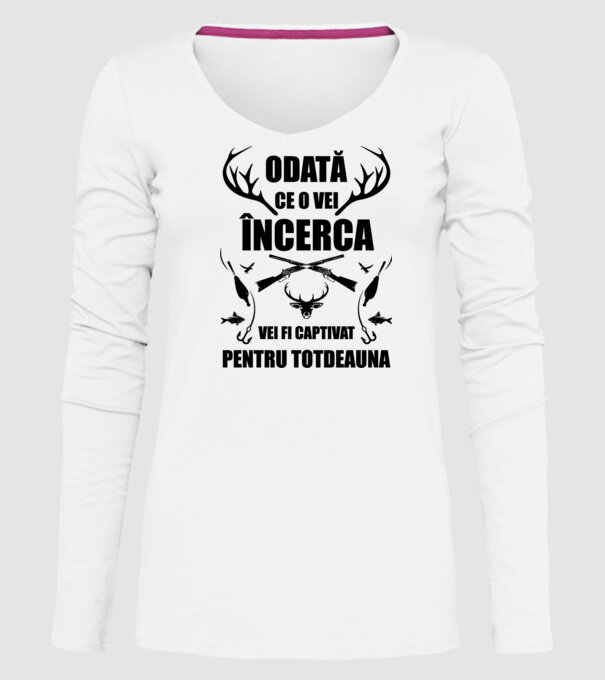 odată ce o vei încerca, vei fi captivat pentru totdeauna model alb pe tricou