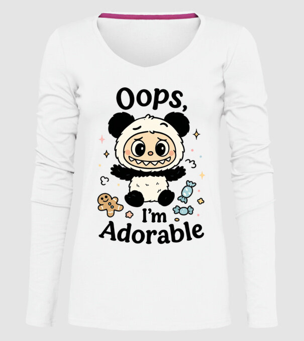 Oops, I'm adorable model alb pe tricou