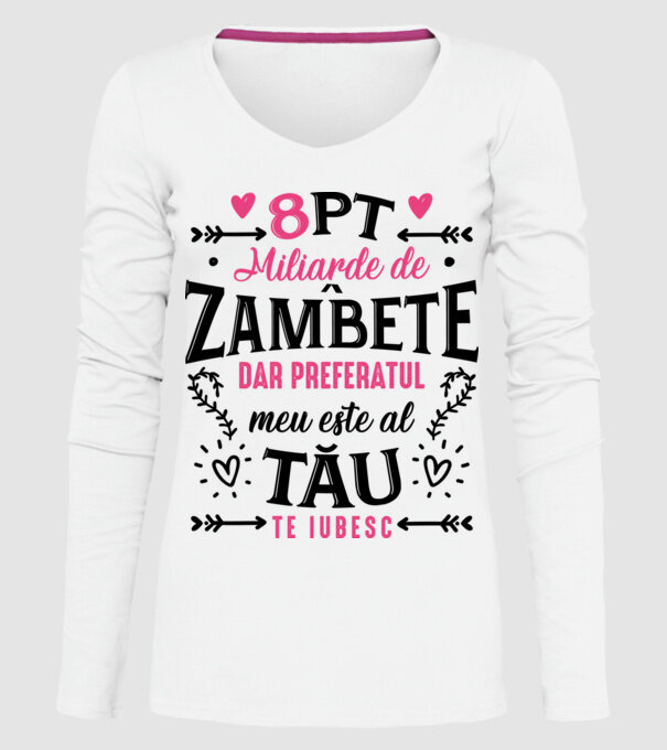 Opt miliarde de zâmbete model alb pe tricou