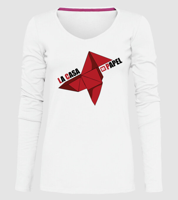 origami la casa de papel white model alb pe tricou