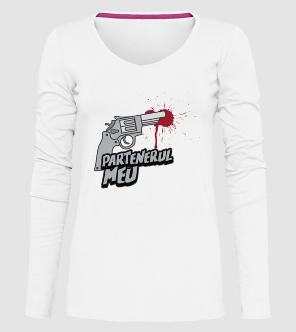 partenerul meu model alb pe tricou