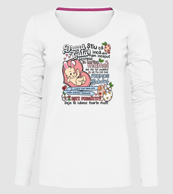 Paști Dragă tată model alb pe tricou