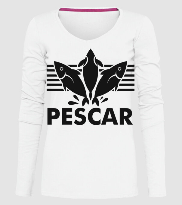 Pescar original model alb pe tricou