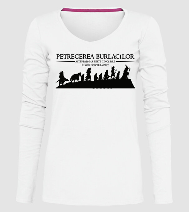 petrecerea burlacilor - așteptați-mă peste cinci zile - în zori dinspre răsărit model alb pe tricou