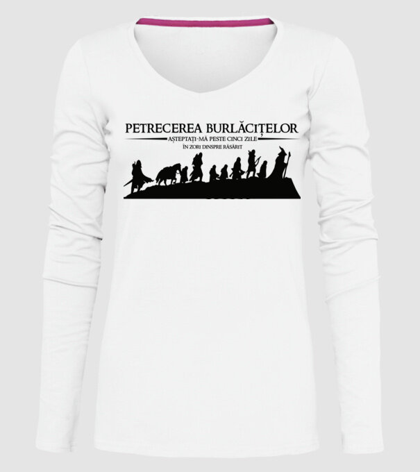 petrecerea burlăcițelor - așteptați-mă peste cinci zile - în zori dinspre răsărit model alb pe tricou