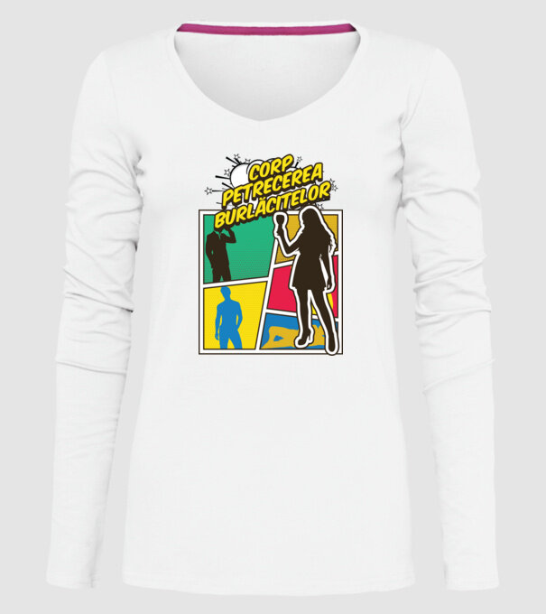 corp petrecerea burlăcitelor model alb pe tricou