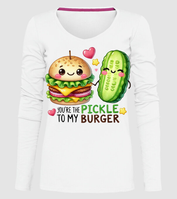 Pickle to my Burger model alb pe tricou