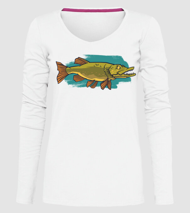 Pike model alb pe tricou