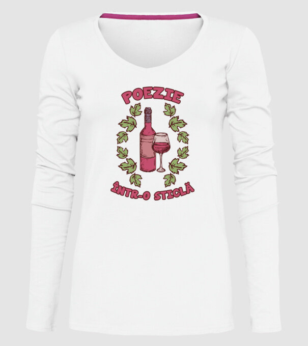 Poezie într-o sticlă model alb pe tricou
