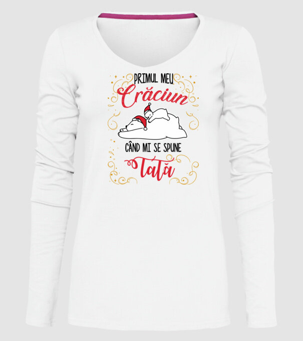 Primul meu Crăciun când mi se spune tată! model alb pe tricou