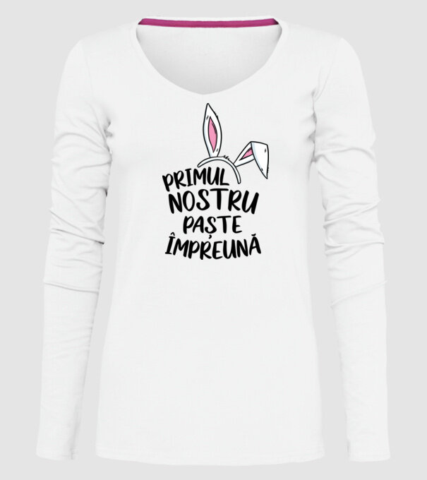 Primul nostru Paște împreună model alb pe tricou