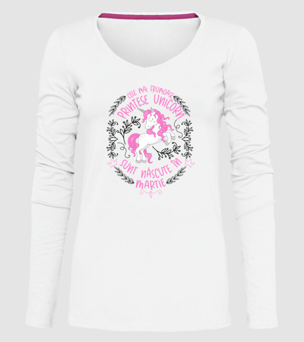 Cele mai frumoase prințese unicorn sunt născute în Martie model alb pe tricou