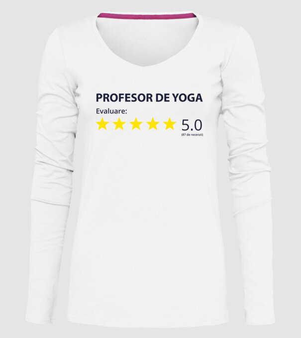 profesor de yoga evaluare model alb pe tricou