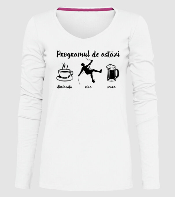 programul de astăzi: dimineața, ziua, seara model alb pe tricou