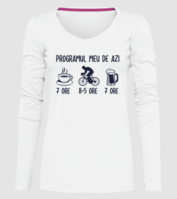 Programul meu de azi: 7 ore, 8-5 ore, 7 ore model alb pe tricou