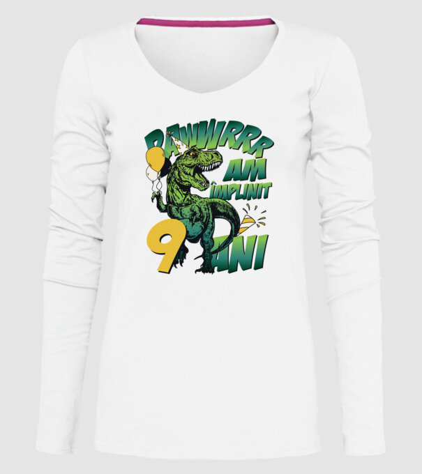 Rawr Am împlinit 9 ani model alb pe tricou