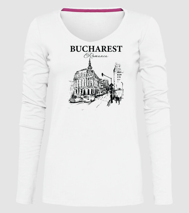 România Bucharest vintage model alb pe tricou