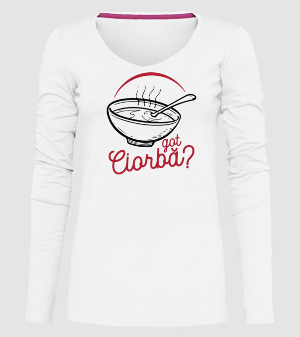România Got ciorbă model alb pe tricou