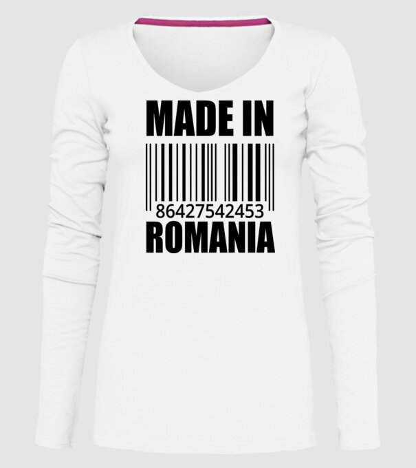 România made in model alb pe tricou