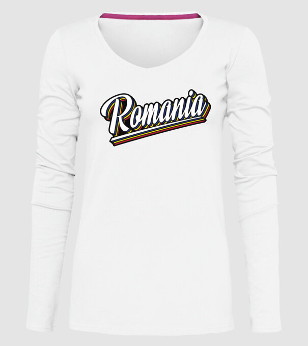 România retro model alb pe tricou