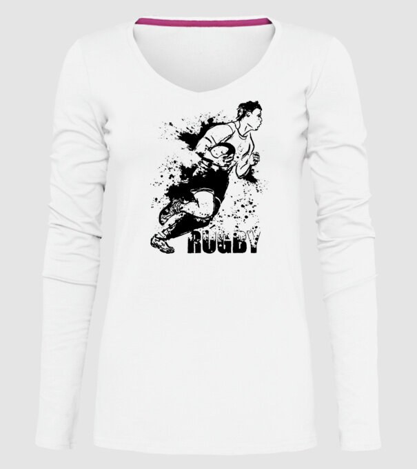 Rugby model alb pe tricou