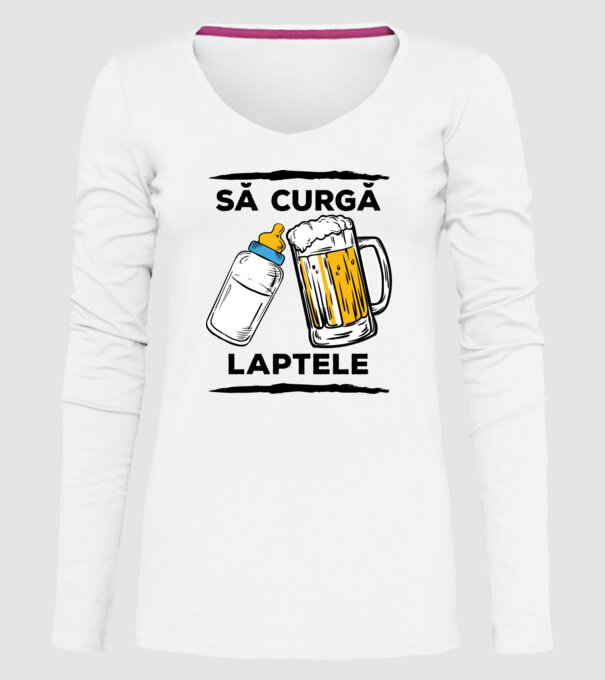 să curgă laptele! model alb pe tricou