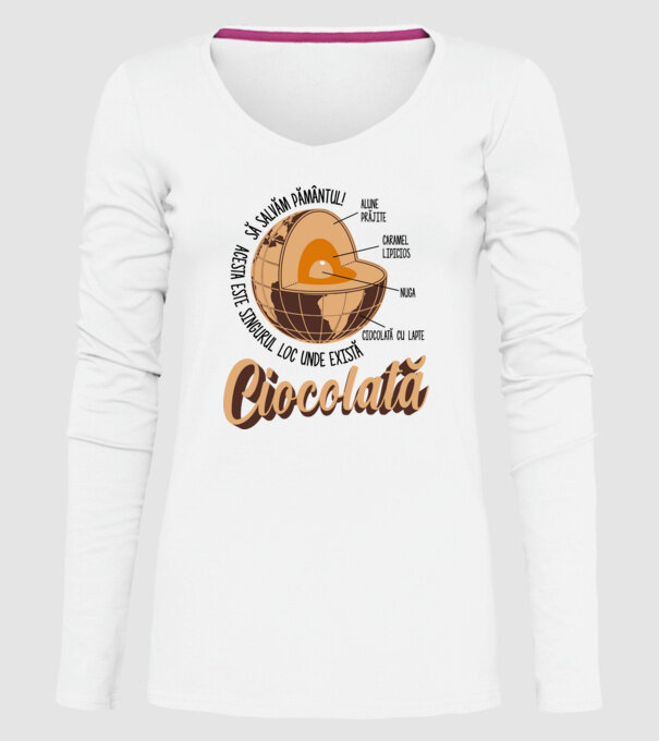 să salvăm Pământul! acesta este singurul loc unde există ciocolată - alune prăjite, caramel lipicios, nuga, ciocolată cu lapte model alb pe tricou