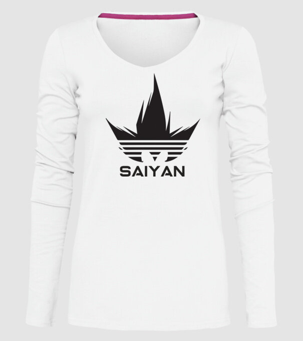 saiyan logo model alb pe tricou