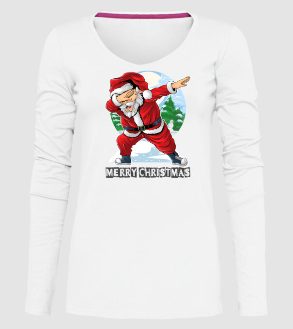 Santa merry christmas model alb pe tricou