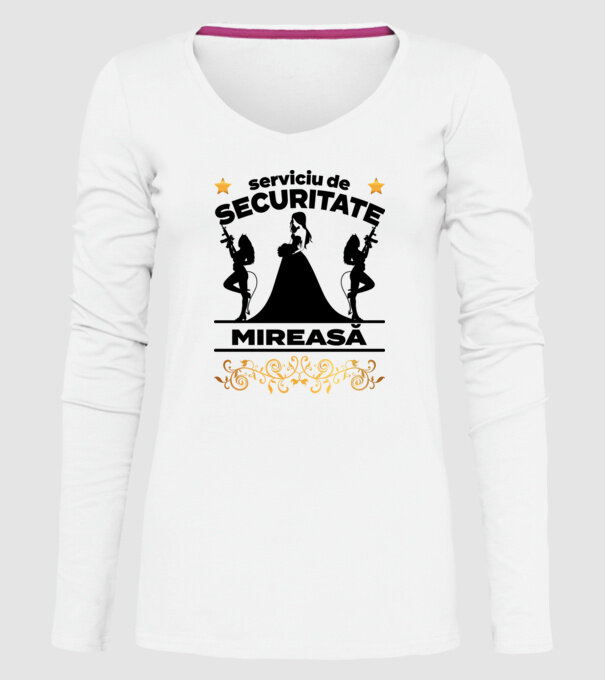 serviciu de securitate mireasă model alb pe tricou