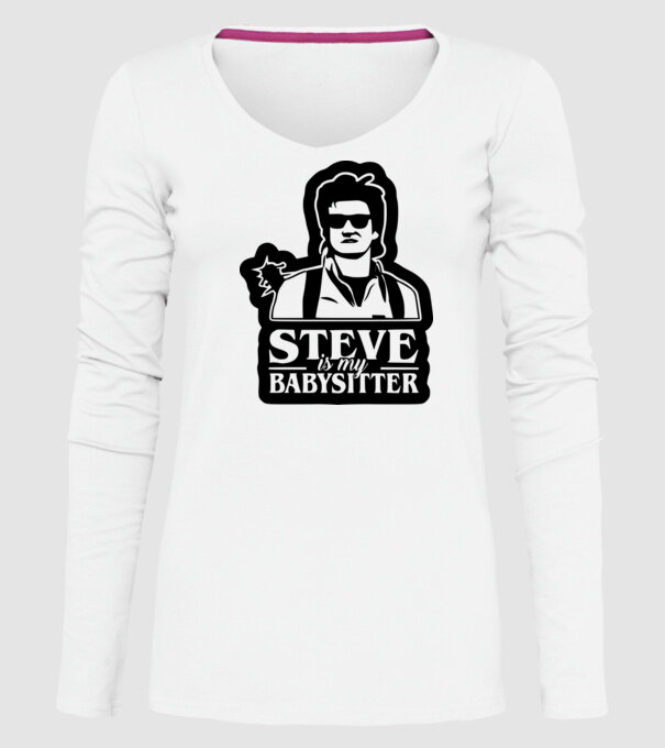 steve is my babysitter model alb pe tricou
