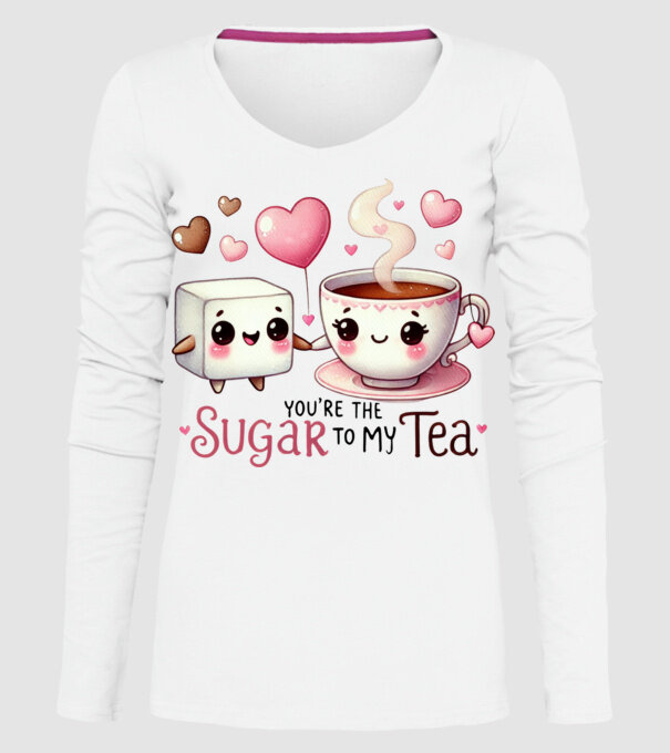 Sugar to my Tea model alb pe tricou