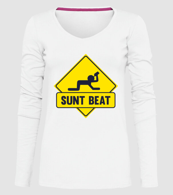 Sunt beat model alb pe tricou