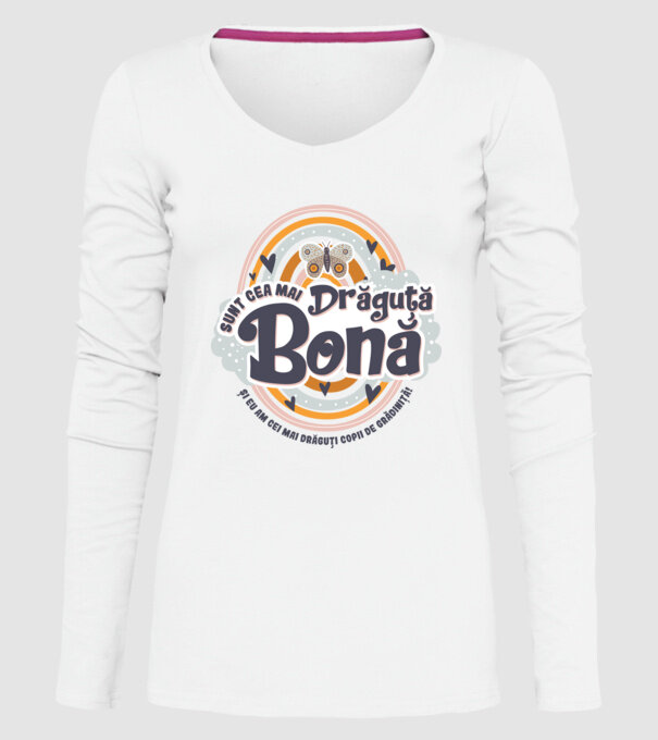 Sunt cea mai drăguță bonă! ... și eu am cei mai drăguți copii de grădiniță! model alb pe tricou