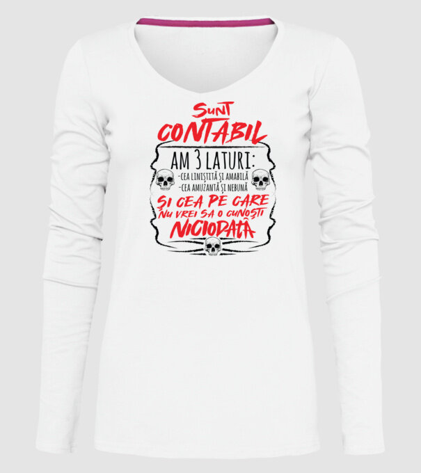 sunt contabil am 3 laturi model alb pe tricou