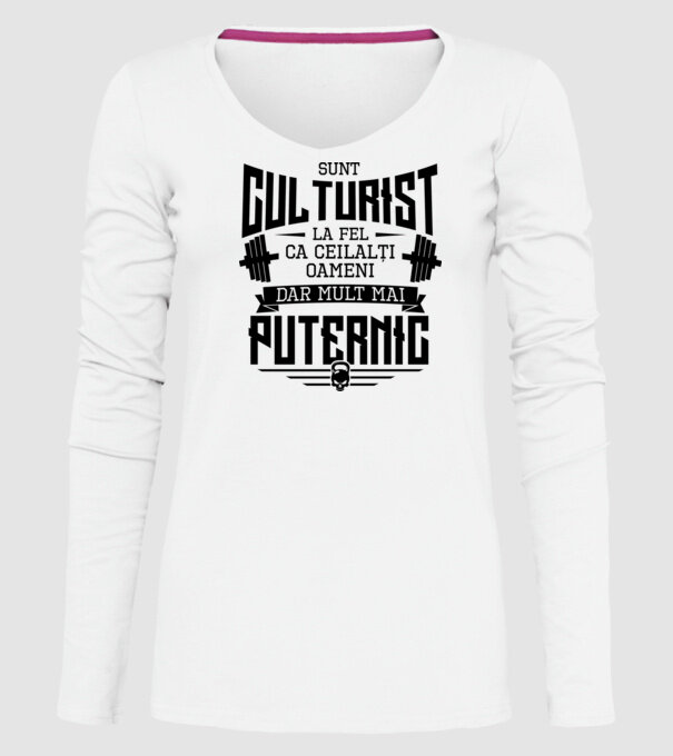 sunt culturist, la fel ca ceilalți oameni, dar mult mai puternic model alb pe tricou