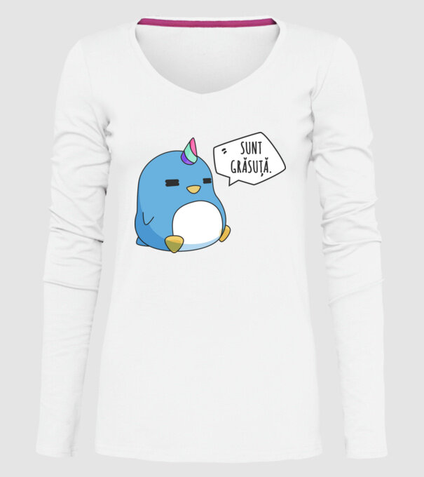 sunt grăsuță model alb pe tricou