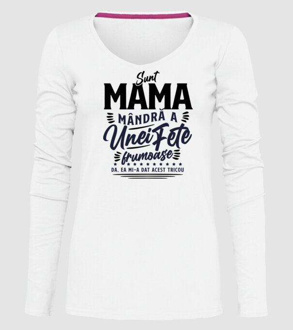Sunt mama mândră a unei fete frumoase - da, ea mi-a dat acest tricou model alb pe tricou