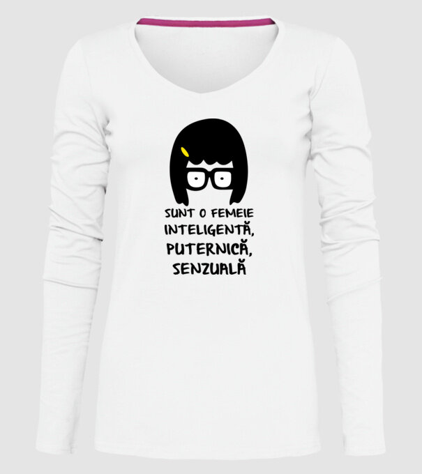 sunt o femeie inteligentă, puternică, senzuală model alb pe tricou