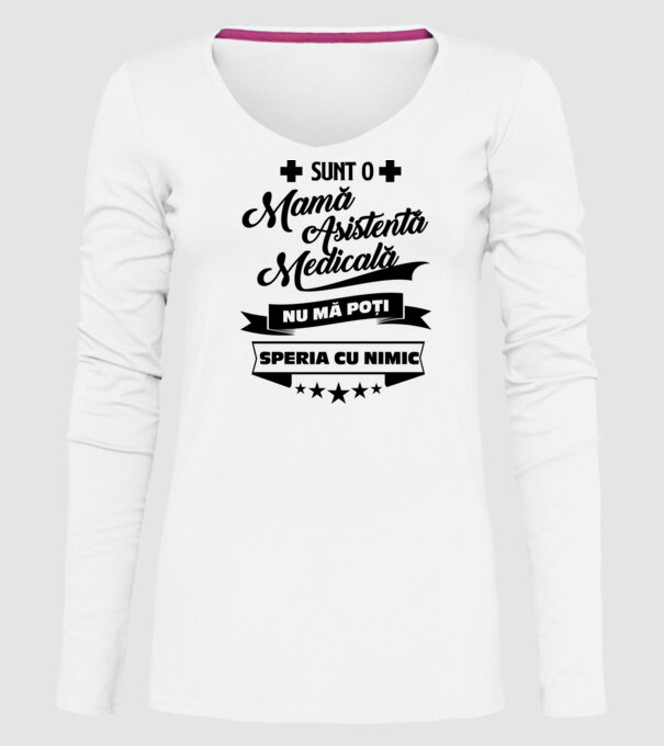 sunt o mamă asistentă medicală, nu mă poți speria cu nimic model alb pe tricou