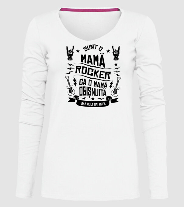 Sunt o mamă rocker, ca o mamă obișnuită, dar mult mai cool model alb pe tricou