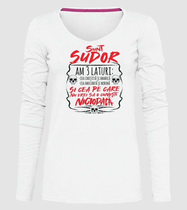 sunt sudor am 3 laturi model alb pe tricou