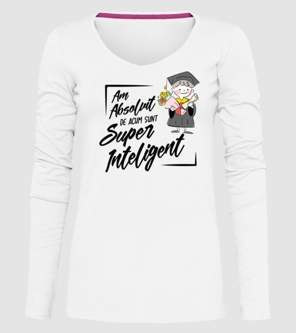 Sunt super inteligent model alb pe tricou