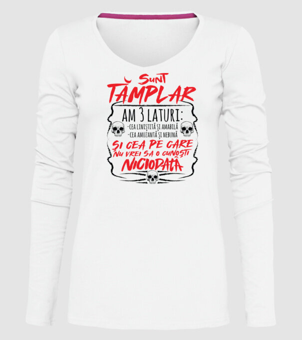 sunt tâmplar am 3 laturi model alb pe tricou