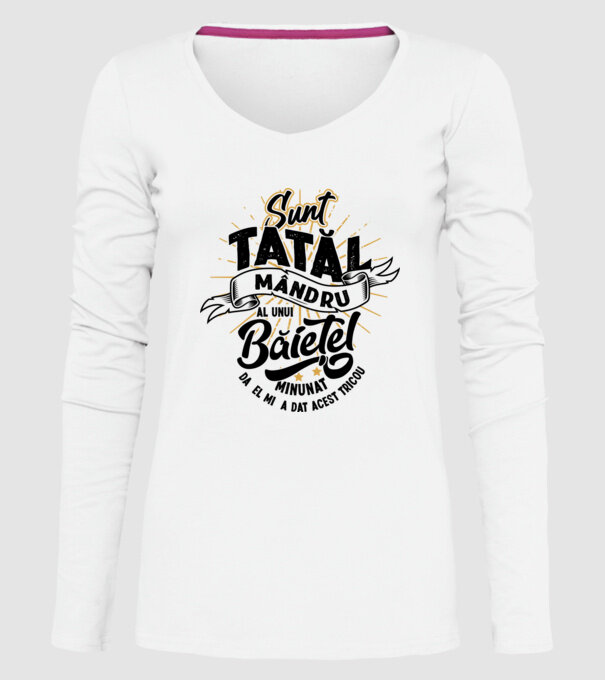 Sunt tatăl mândru al unui băiețel minunat - da, el mi-a dat acest tricou model alb pe tricou
