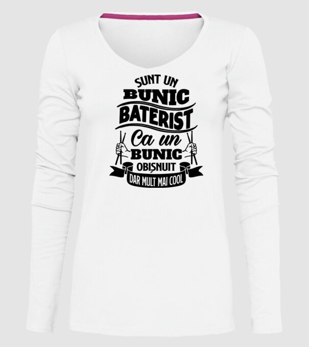 Sunt un bunic baterist, ca un bunic obișnuit, dar mult mai cool model alb pe tricou